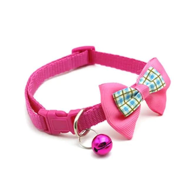 Collares con Lazo a Cuadros y Cascabeles para Gatos - Diseño Ajustable
