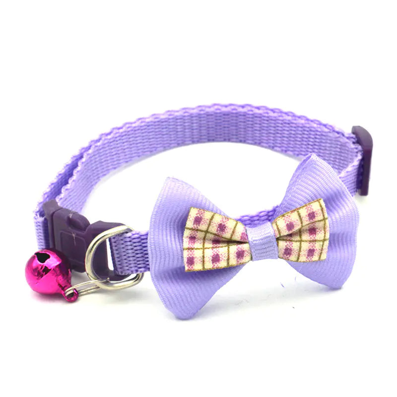 Collares con Lazo a Cuadros y Cascabeles para Gatos - Diseño Ajustable