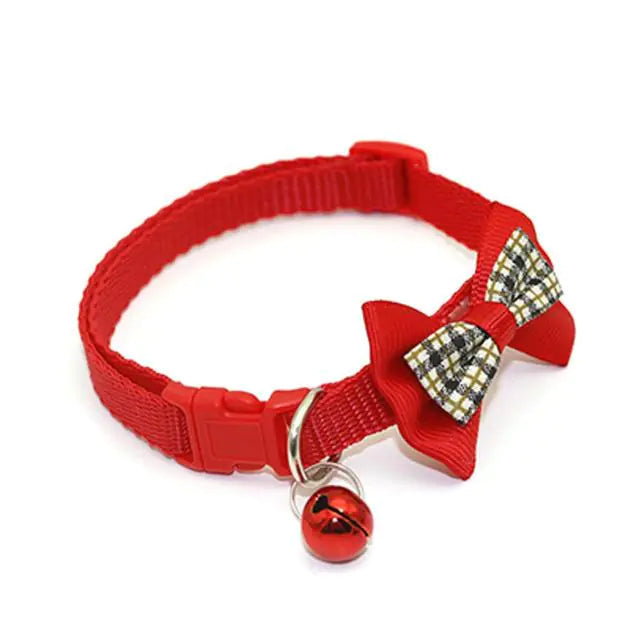 Collares con Lazo a Cuadros y Cascabeles para Gatos - Diseño Ajustable