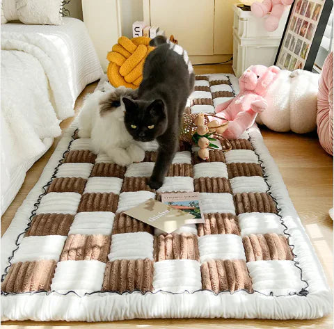 Cojín Rectangular de Felpa Crema para Mascotas