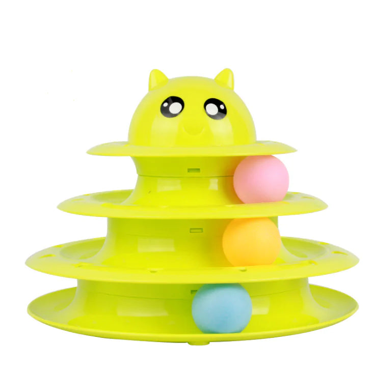 Juguete de Tres Niveles y Bola Giratoria para gatos