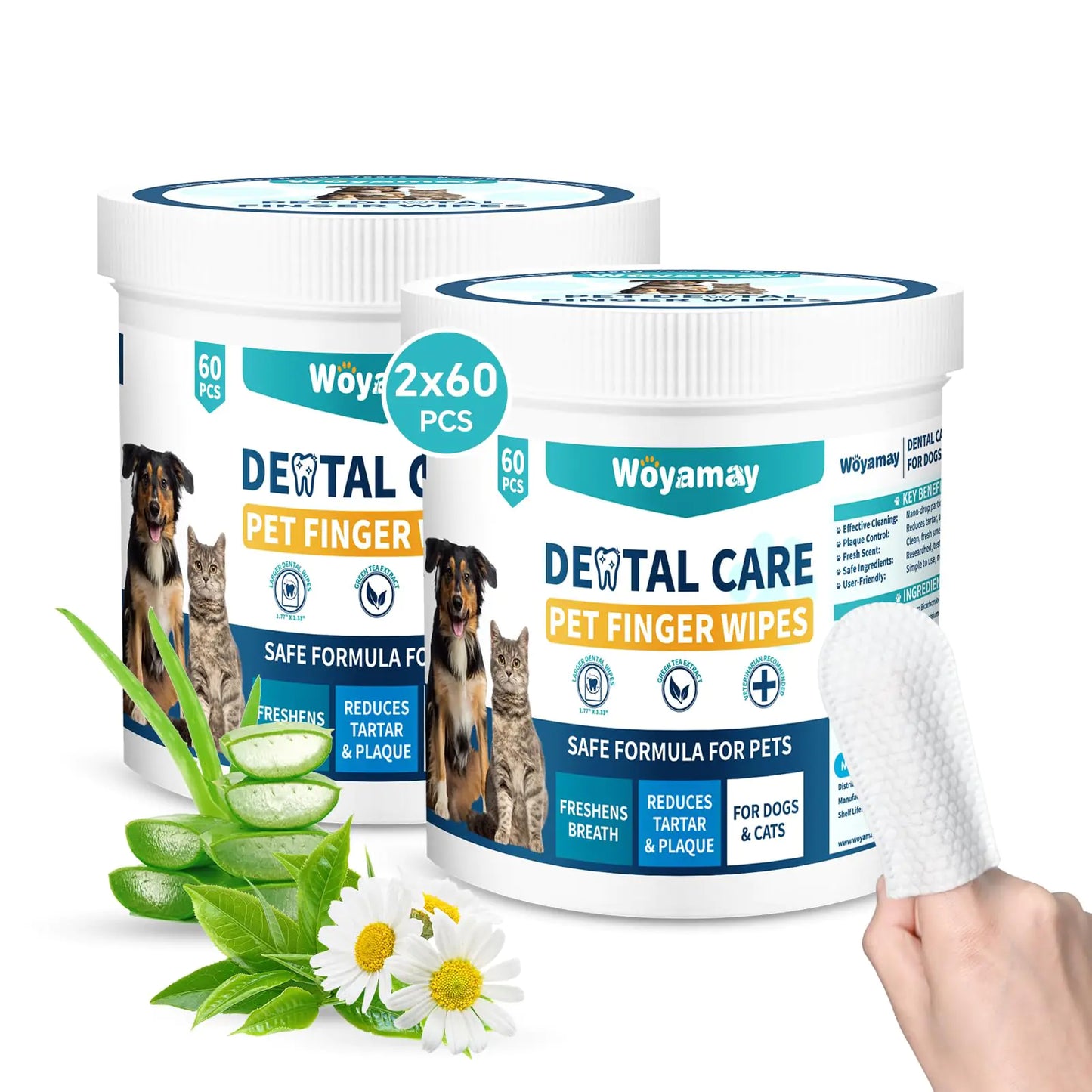 Toallitas Limpiadoras de Dientes para Perros y Gatos 120 Unidades