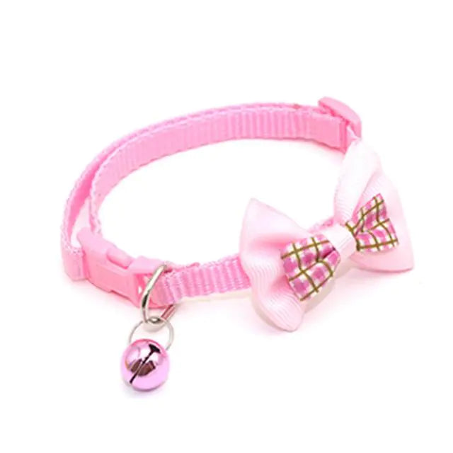 Collares con Lazo a Cuadros y Cascabeles para Gatos - Diseño Ajustable