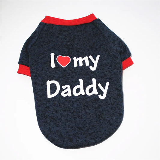 Suéter Acolchonado para Mascotas: "Love Dad" y "Love Mom