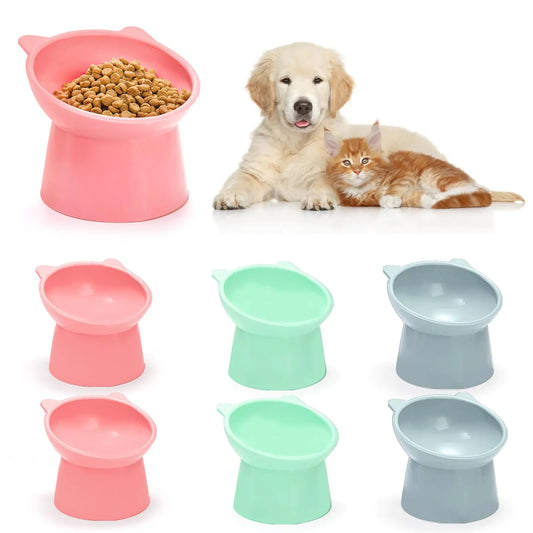 6 Platos Elevados de Plástico para Mascotas