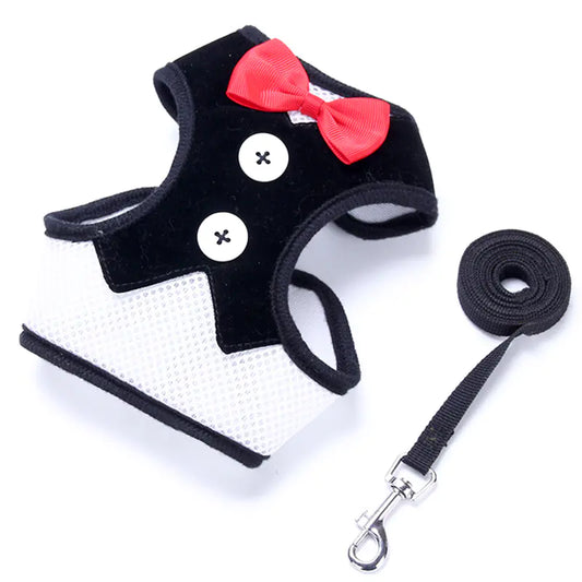 Arnés para Perros Pequeños con Corbata de Moño y Correa